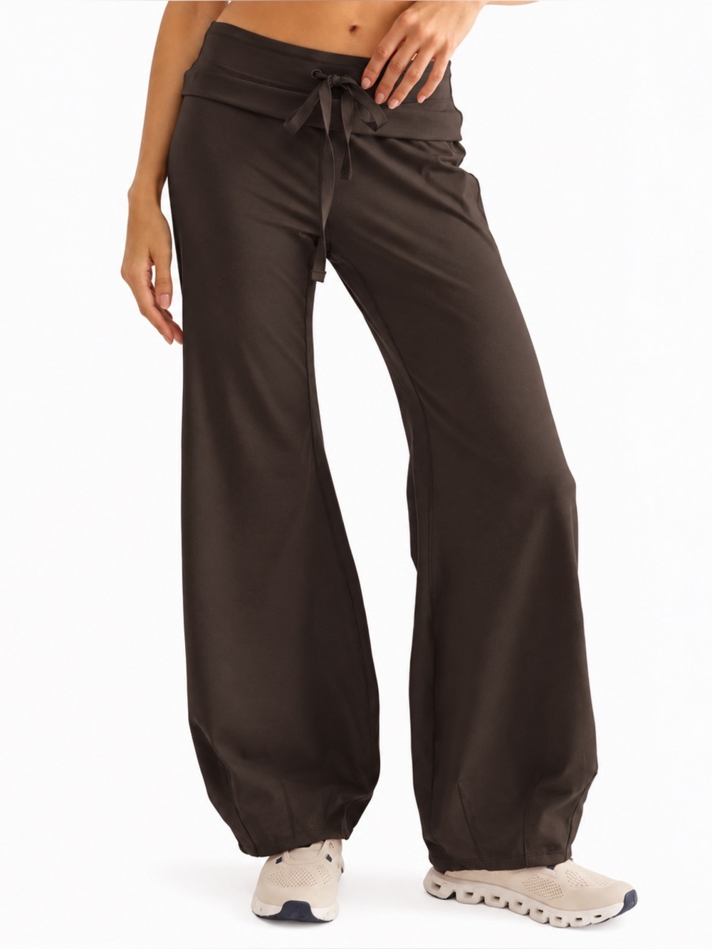 Free People FP Movement Quick Step Drawstring Flare Track Pants Brown Size Small